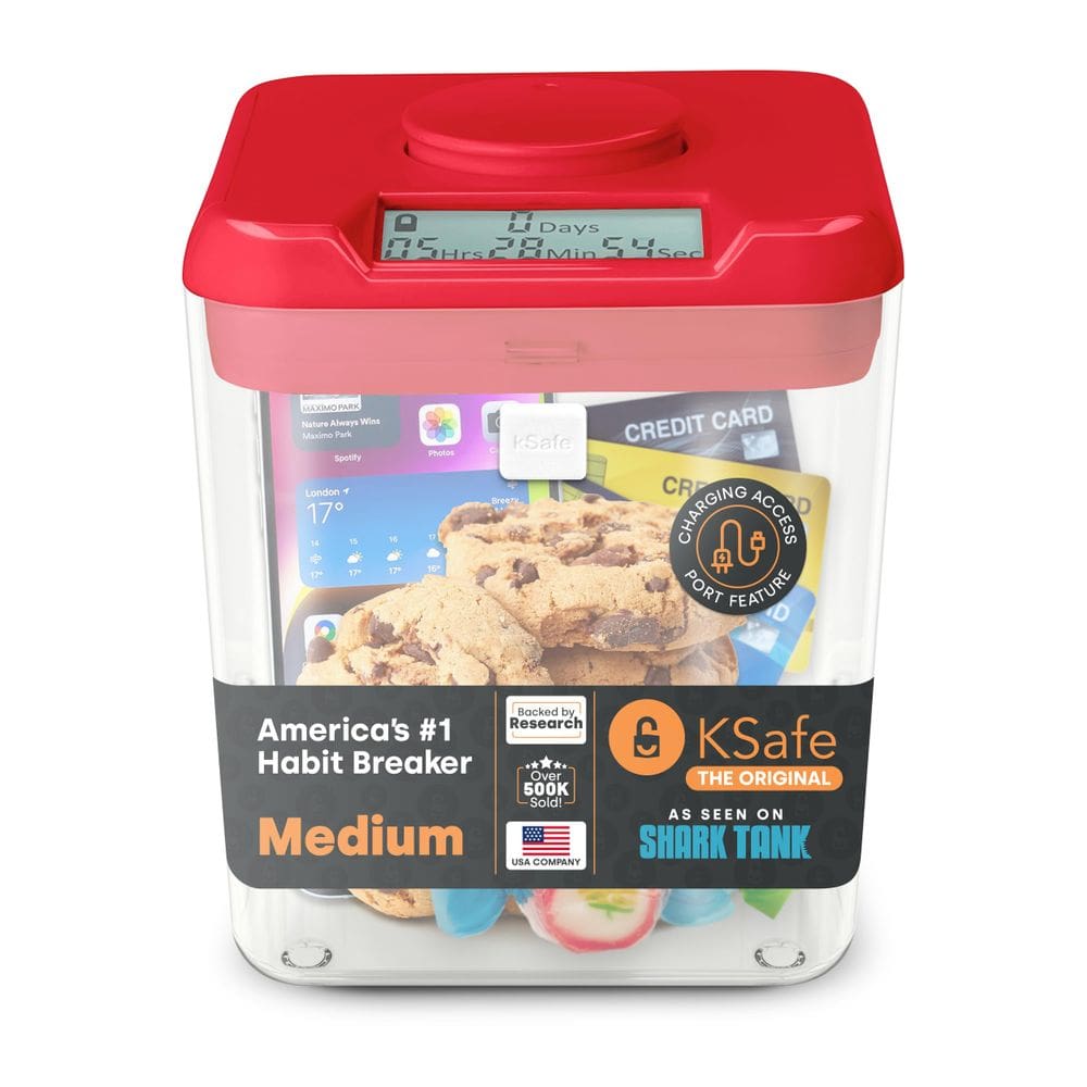Contêiner Time Locking, seguro para cozinha, vermelho médio para telefones celulares