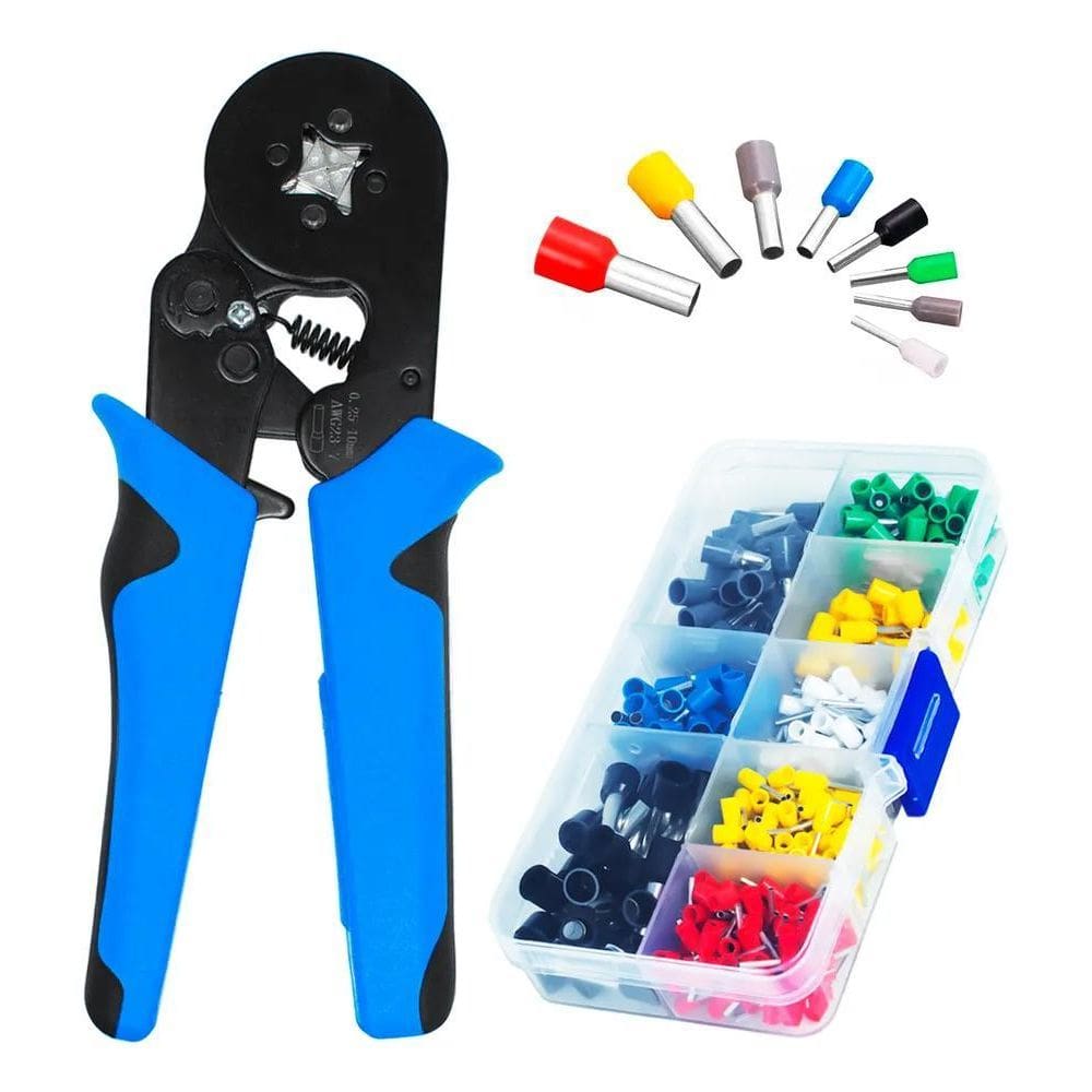 Kit Alicate Crimpar 400 Terminais Tubular Cabo Emborrachado.