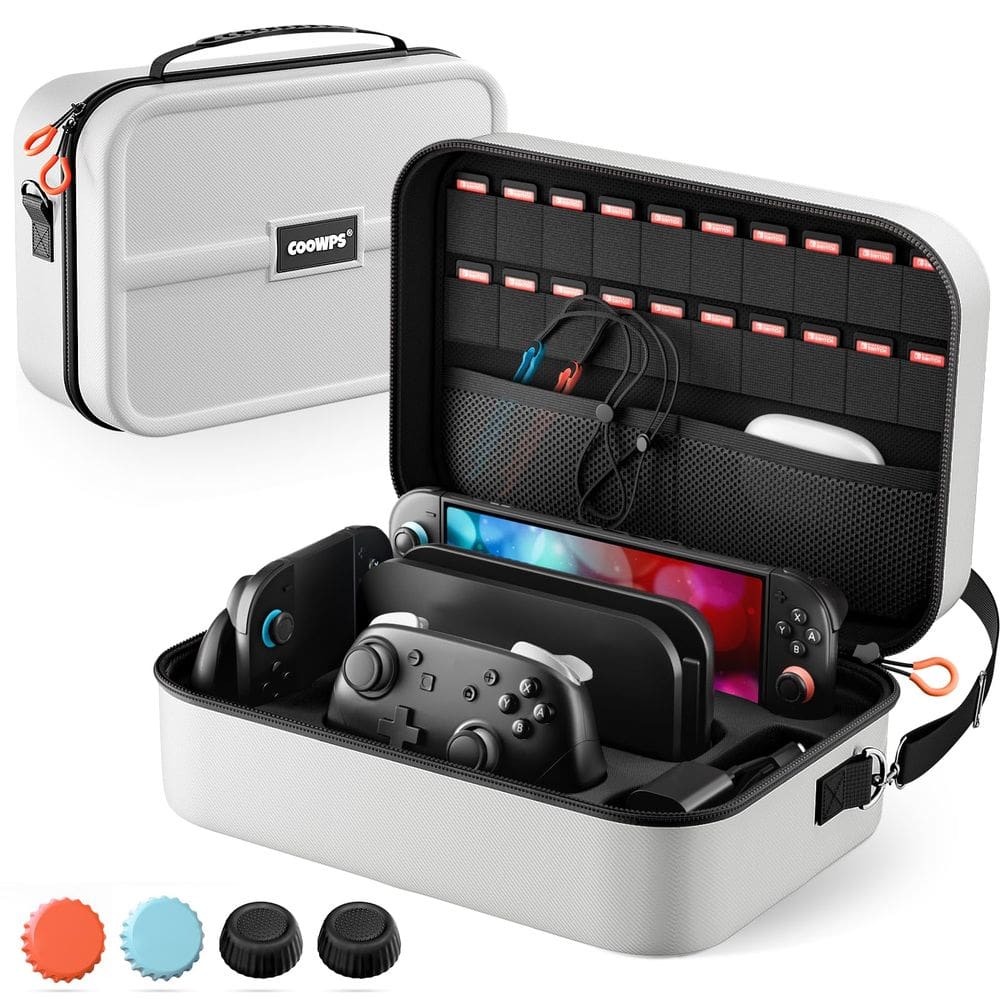 Estojo de transporte COOWPS Switch 2 para Nintendo Switch 2 (2025) branco
