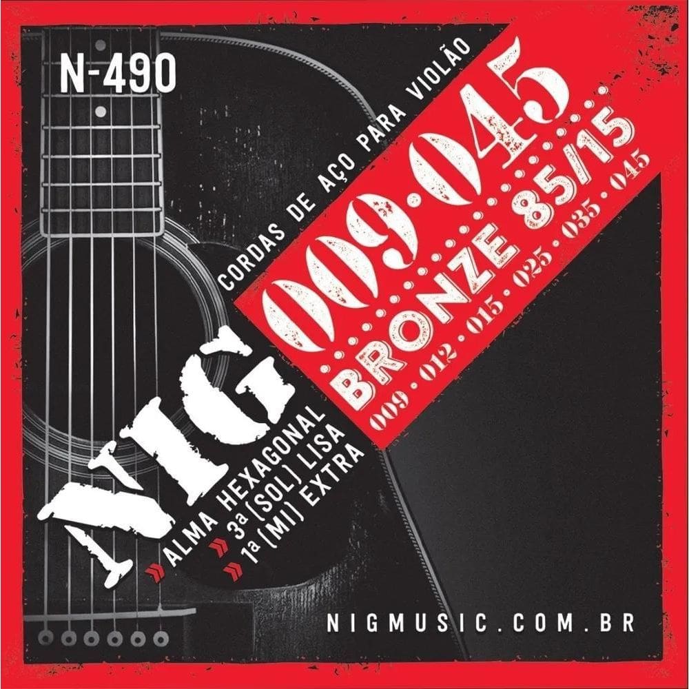 2X Jogos De Corda Nig Violao Aco/Bronze .009/.045 N490