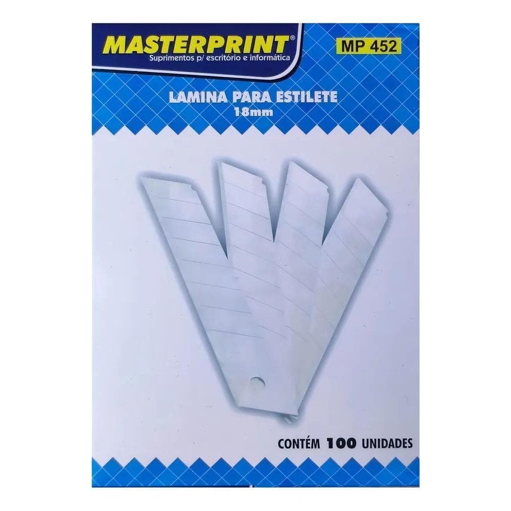Lamina De Estilete Larga 18Mm Masterprint Cx Com 100 Unds