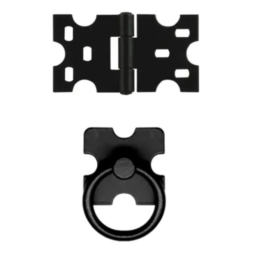 2X Kit 24 Unidades 16 Dobradiças + 8 Puxadores Rústicos Pret