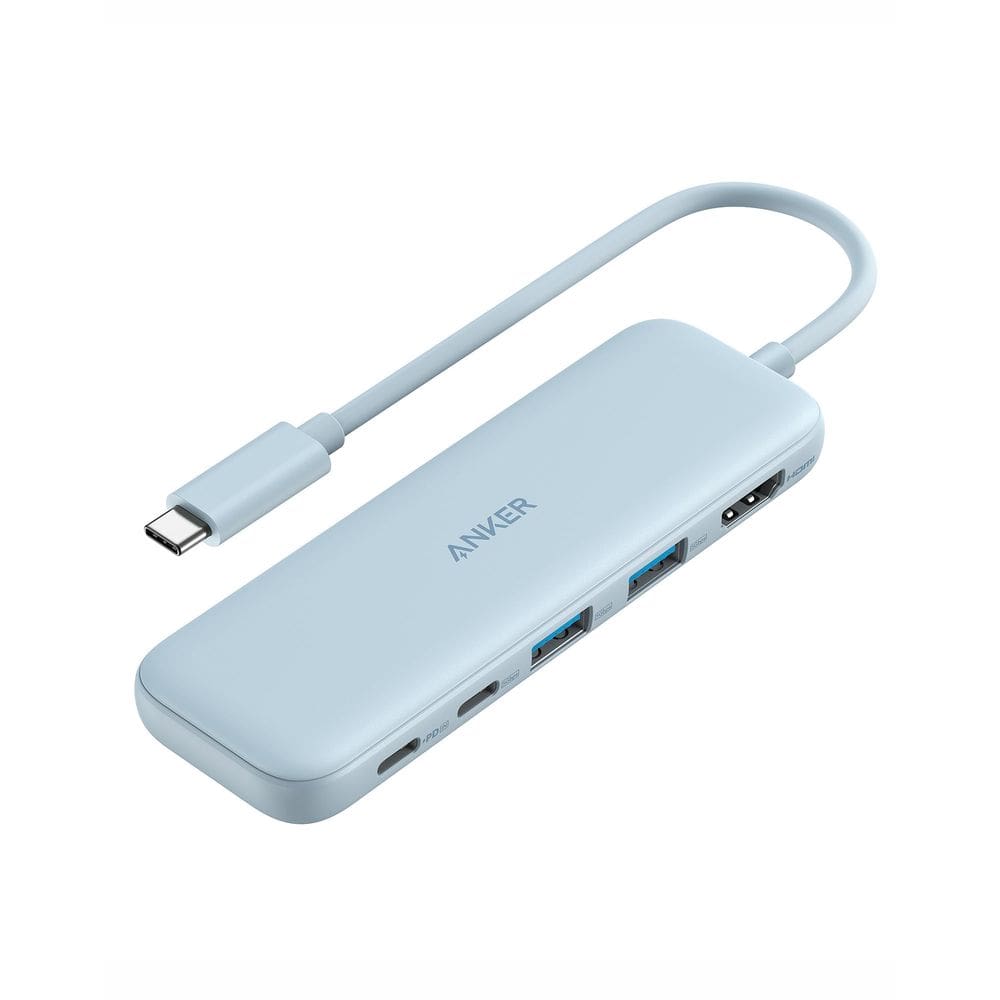 Hub USB-C Anker 332 5 em 1 com HDMI 4K, portas USB-C/A de 5 Gbps azuis