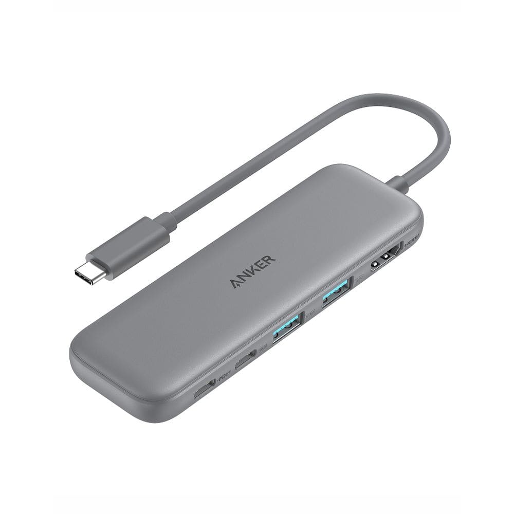 Hub USB-C Anker 332 5 em 1 com HDMI 4K, portas USB-C/A de 5 Gbps cinza