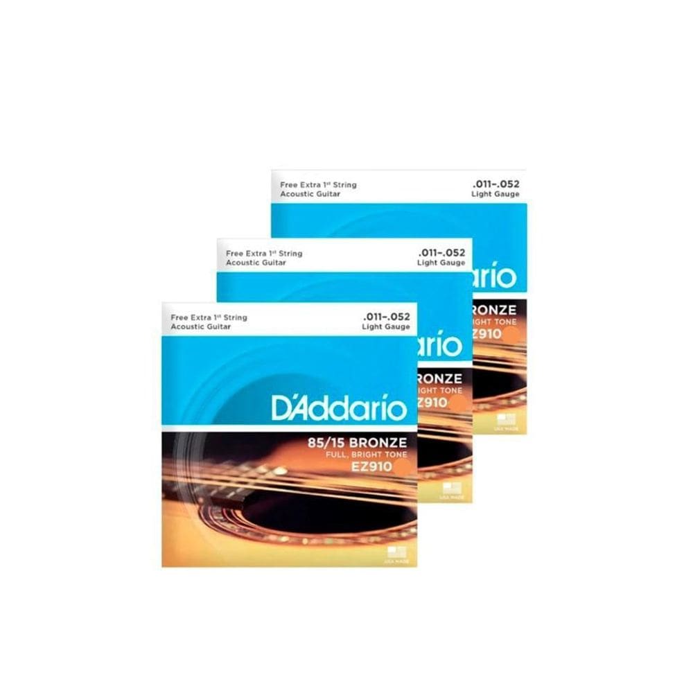 Kit 3 Und. Encordoamento Para Violão D`Addario Ez910