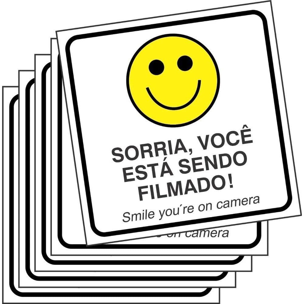2X 5 Placas Monitoramento Sorria Você Está Sendo Filmado 15X
