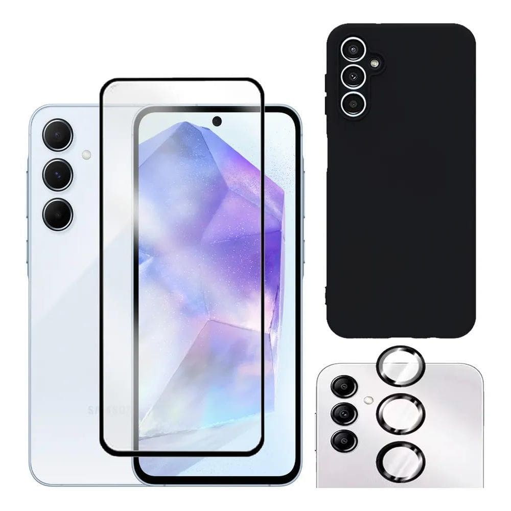 2X Capa Capinha Case + Película Tela Camera Para Galaxy A55