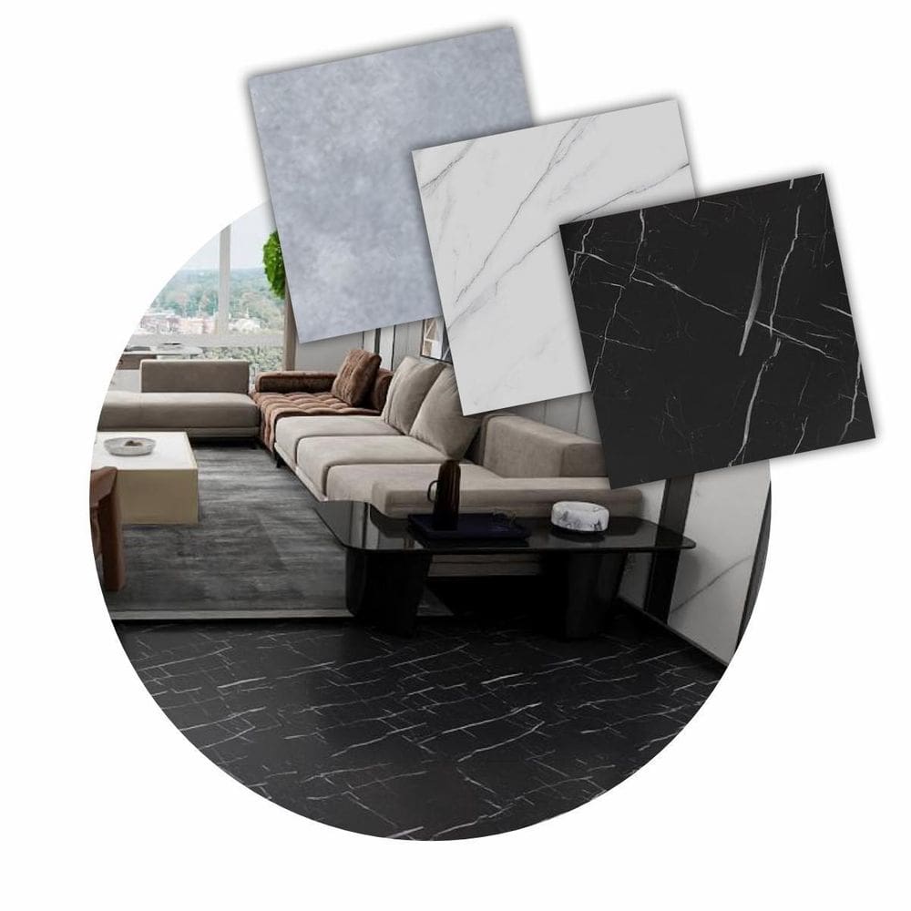 Piso Vinilico Placa Autocolante Caixa 2 M2 - Marmore Preto