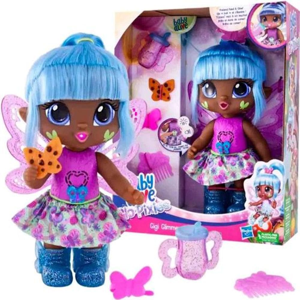 Boneca Baby Alive Glo Pixies Gigi Glimmer com Luzes e Sons - Hasbro F2594