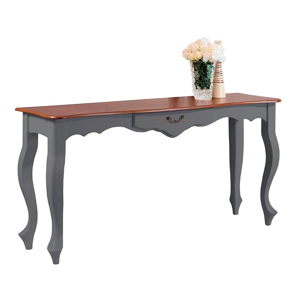 Aparador de Sala 116cm com Pés Luis XV e 1 Gaveta 70810 Linz Móveis - Cinza/Imbuia Glazer