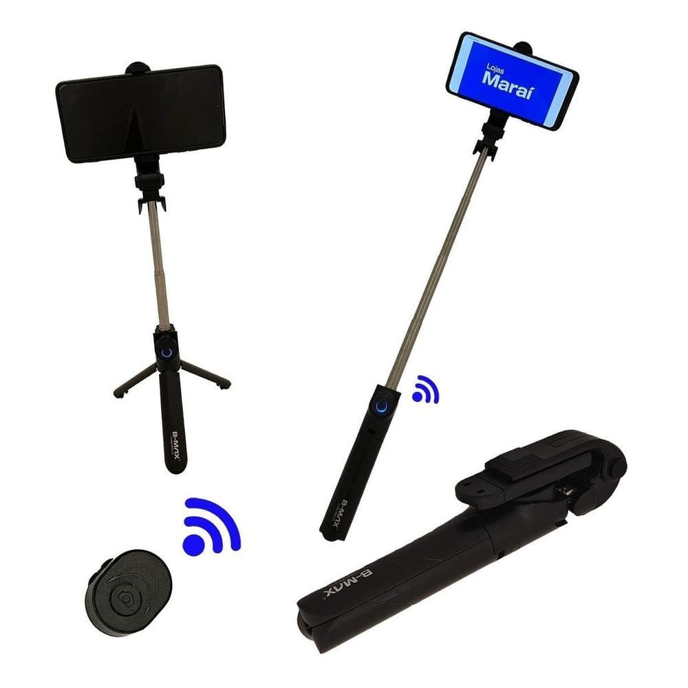 Bastão Pau Selfie Retrátil Tripé Mesa Controle Bluetooth
