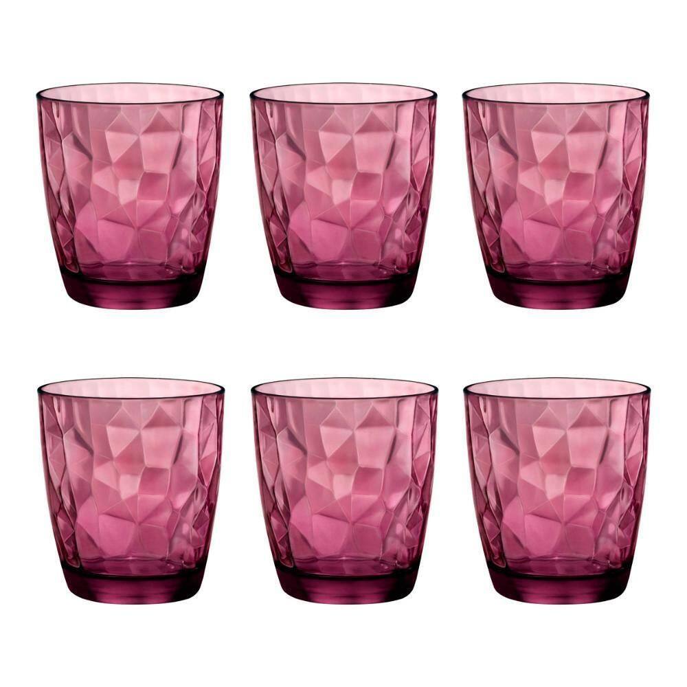 Copo De Vidro Bormioli Rocco 390Ml Lilás Diamond 6 Peças