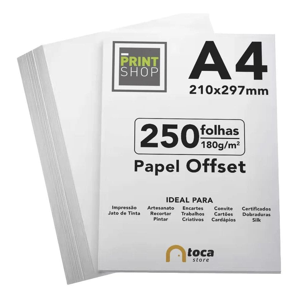 250 Folhas Papel A4 Off-Set 180G Sulfite Mais Grosso Premium
