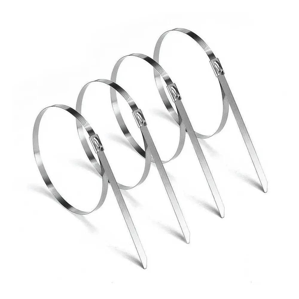 2X 100X Enforca Gato Aço Inox Abraçadeira Metal Zip Tie 30Cm