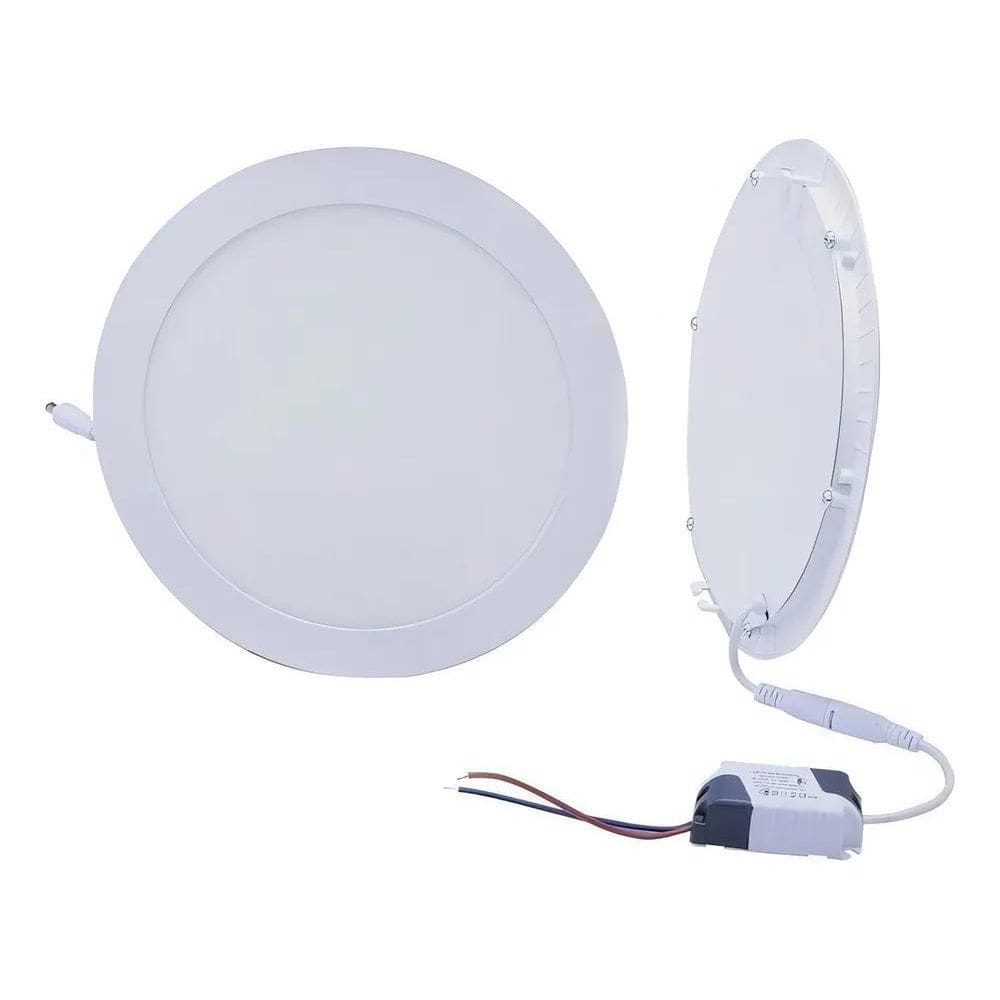 2X Painel Plafon Luminaria Teto Embutir Redondo Led 18W Gess