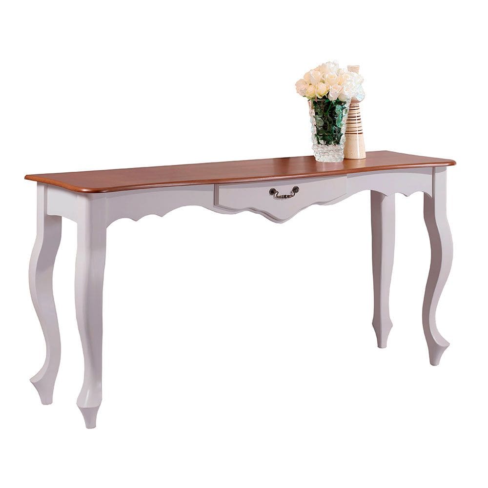 Aparador de Sala 116cm com Pés Luis XV e 1 Gaveta 70810 Linz Móveis - Off White/Imbuia Glazer