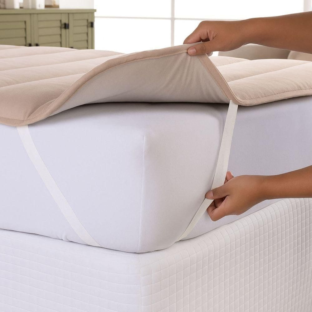 Pillow Top Solteiro Casa Scarpa Cotton Malha Algodão Super Macio - Bege