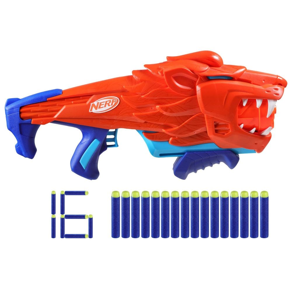 Dart Blaster Nerf Wild Lionfury com 16 dardos Elite de 6 anos ou mais