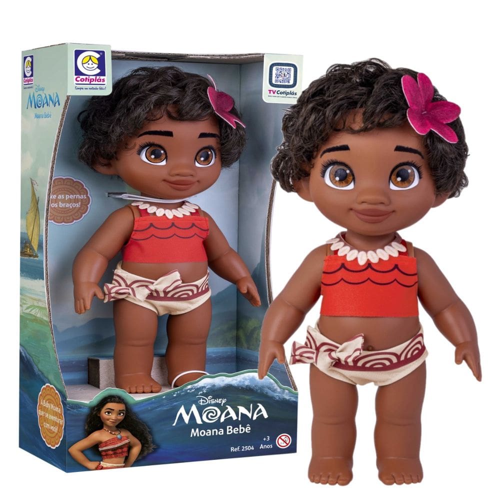 Boneca Moana Bebê Em Vinil Macio 2504 Cotiplás Filme Disney