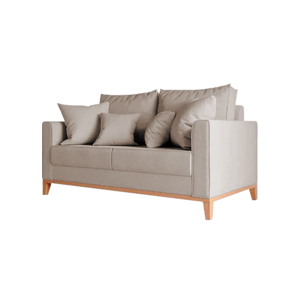 Sofá Beny para Amamentação Base Madeira Maciça Linho Bege