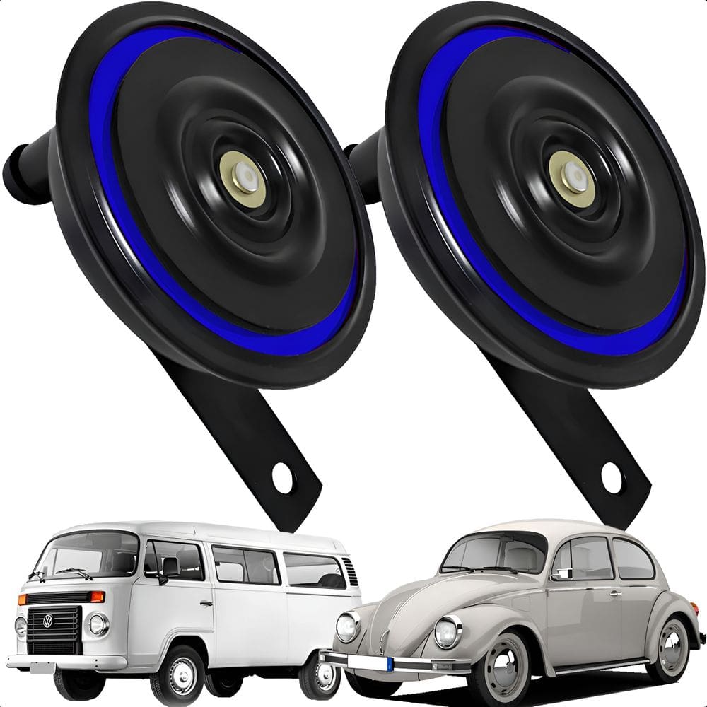 Buzina Fusca Brasilia Kombi Bi-bi 12v 2 Terminais (par) 92mm