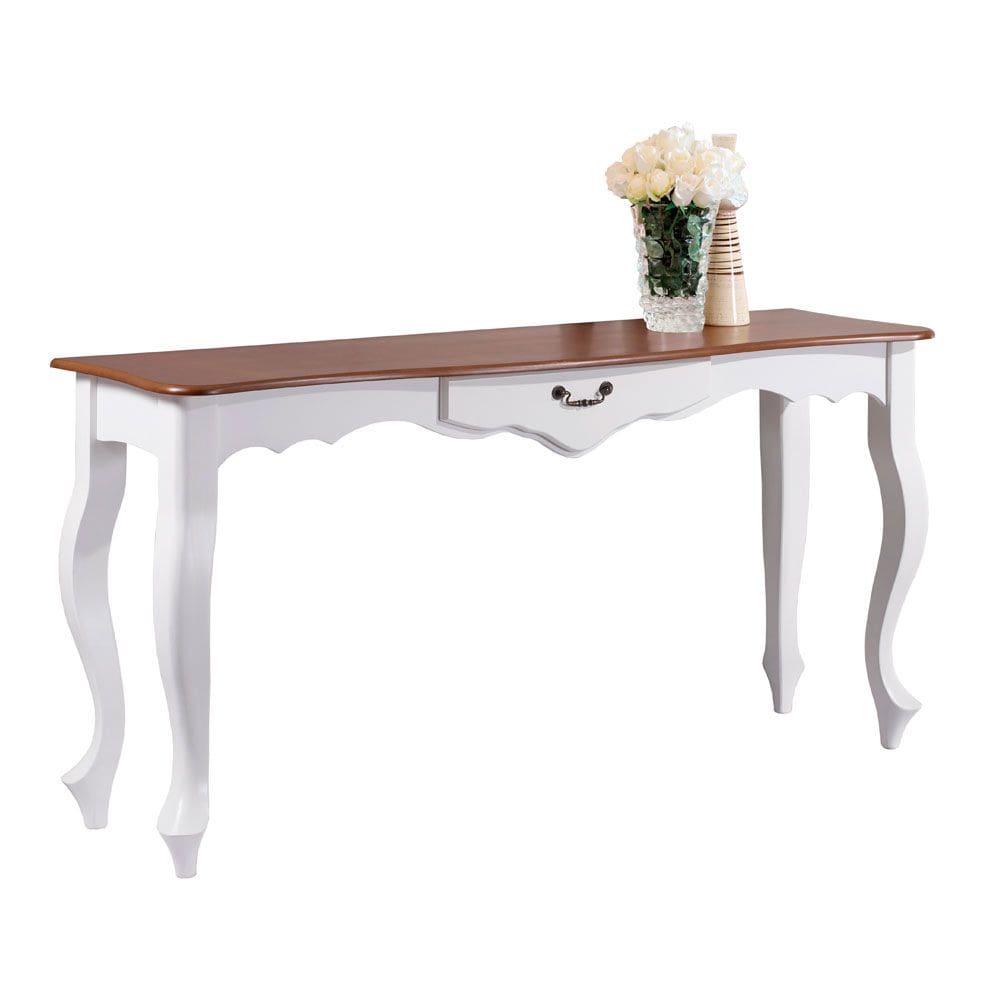 Aparador de Sala 116cm com Pés Luis XV e 1 Gaveta 70810 Linz Móveis - Branco/Imbuia Glazer