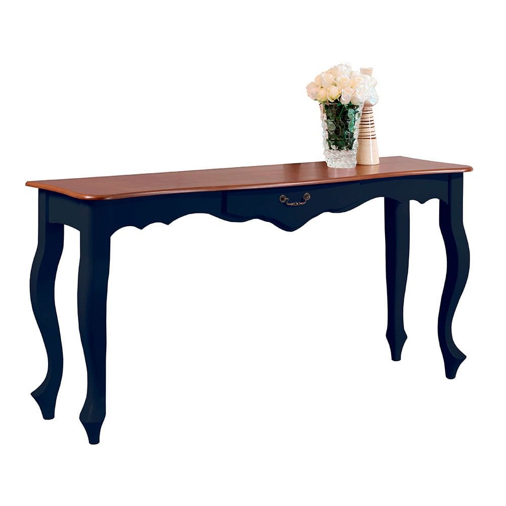 Aparador de Sala 116cm com Pés Luis XV e 1 Gaveta 70810 Linz Móveis - Azul Petróleo/Imbuia Glazer