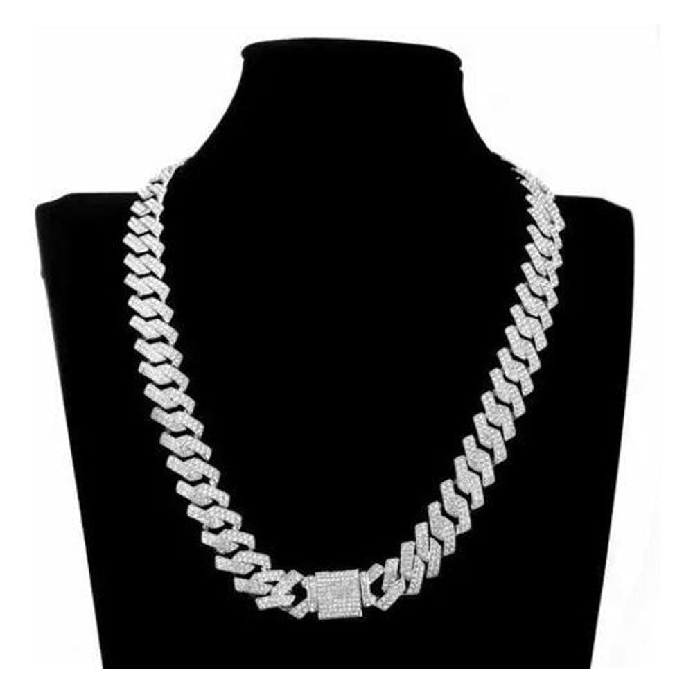 Corrente Ice Plus Premium Colar Grumet Cravejada 14Mm 50Cm