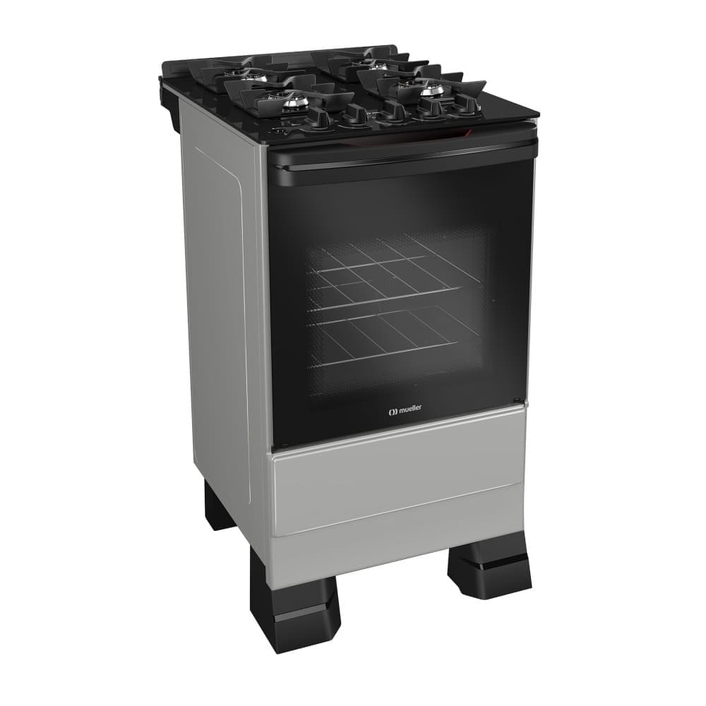 Fogão a Gás Mueller MFV4BF 4 Bocas Mesa de Vidro Titanio - Bivolt