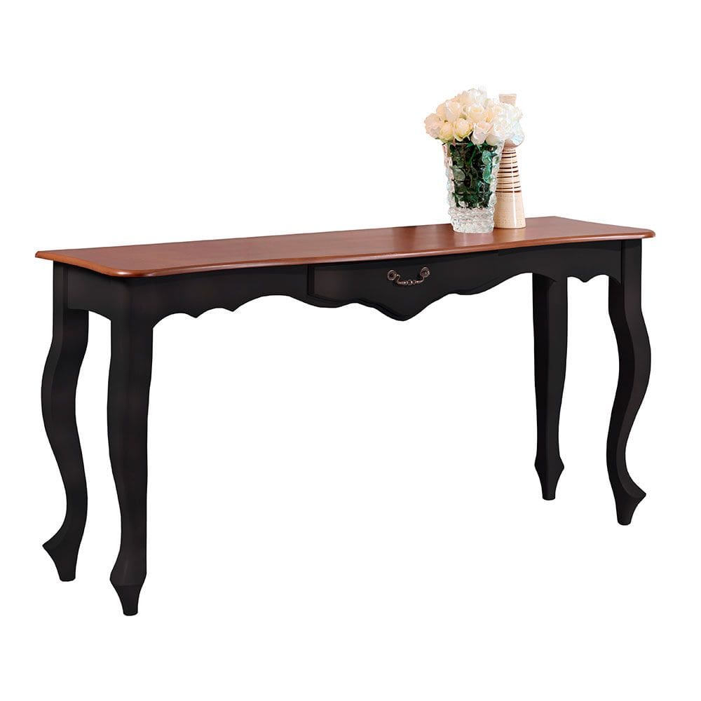 Aparador de Sala 156cm com Pés Luis XV e 1 Gaveta 70812 Linz Móveis - Preto/Imbuia Glazer