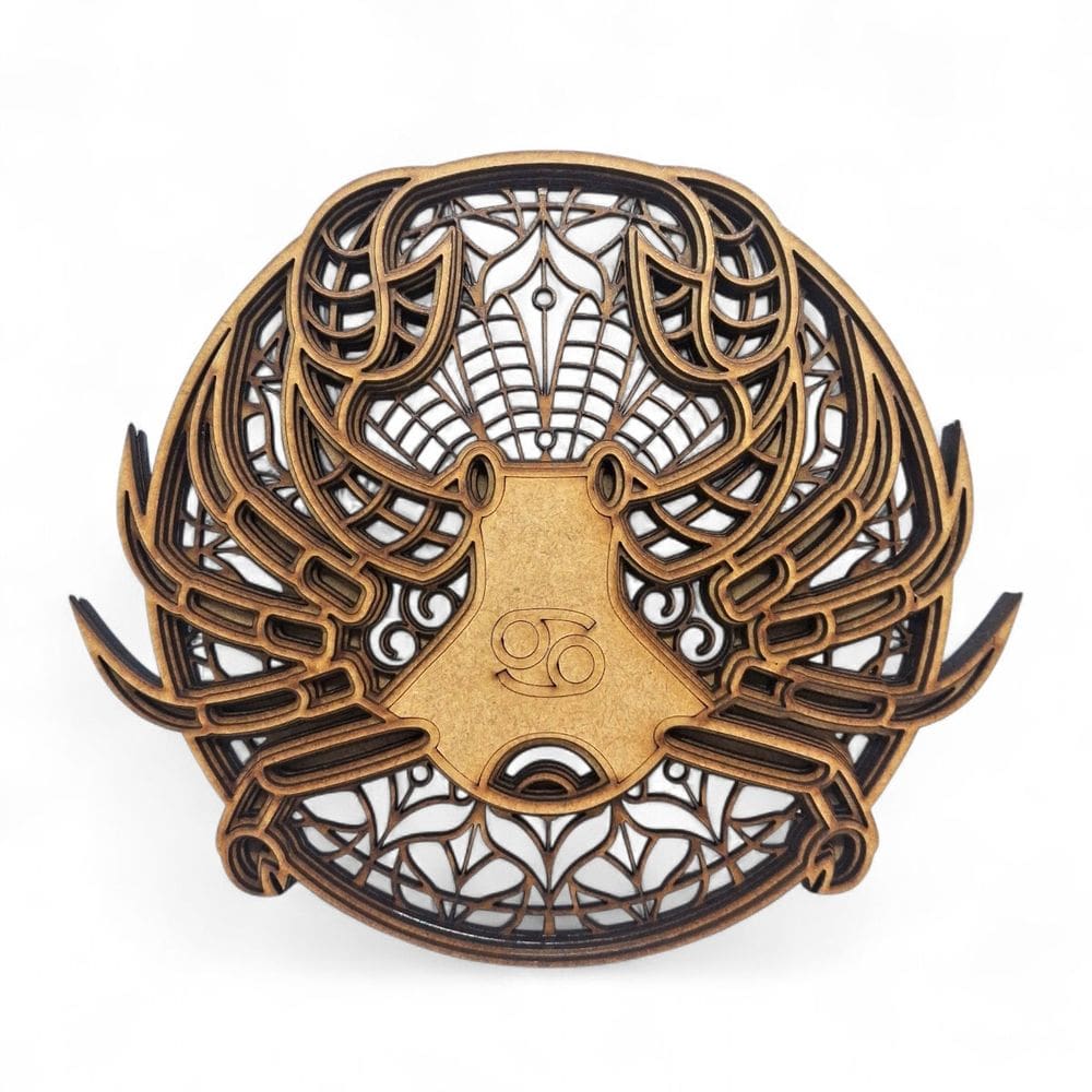 Mandala Signo Câncer Enfeite Decorativo de Mdf 17 cm