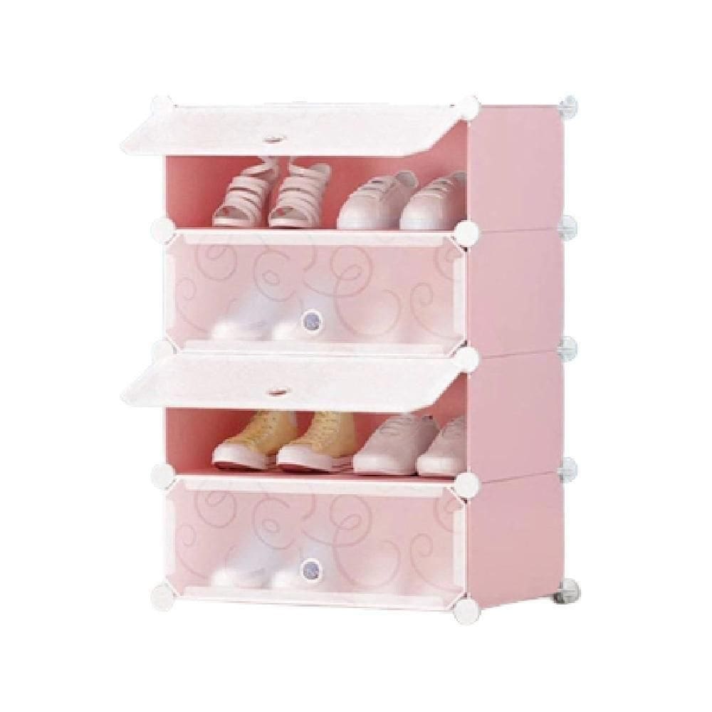 Sapateira Organizador 4 Portas Armário Portátil Rosa