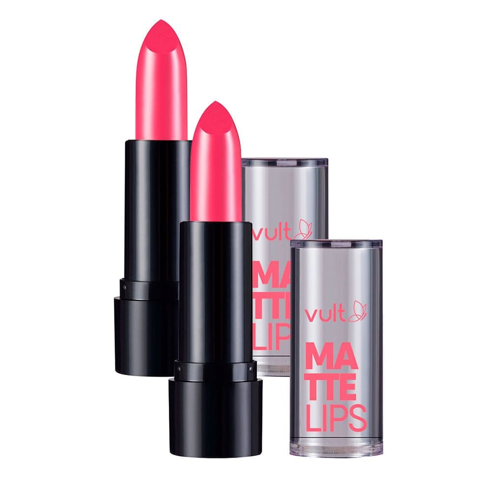 Kit 2 Batom Vult Matte Lips Cor Rosa Magenta 3,8g