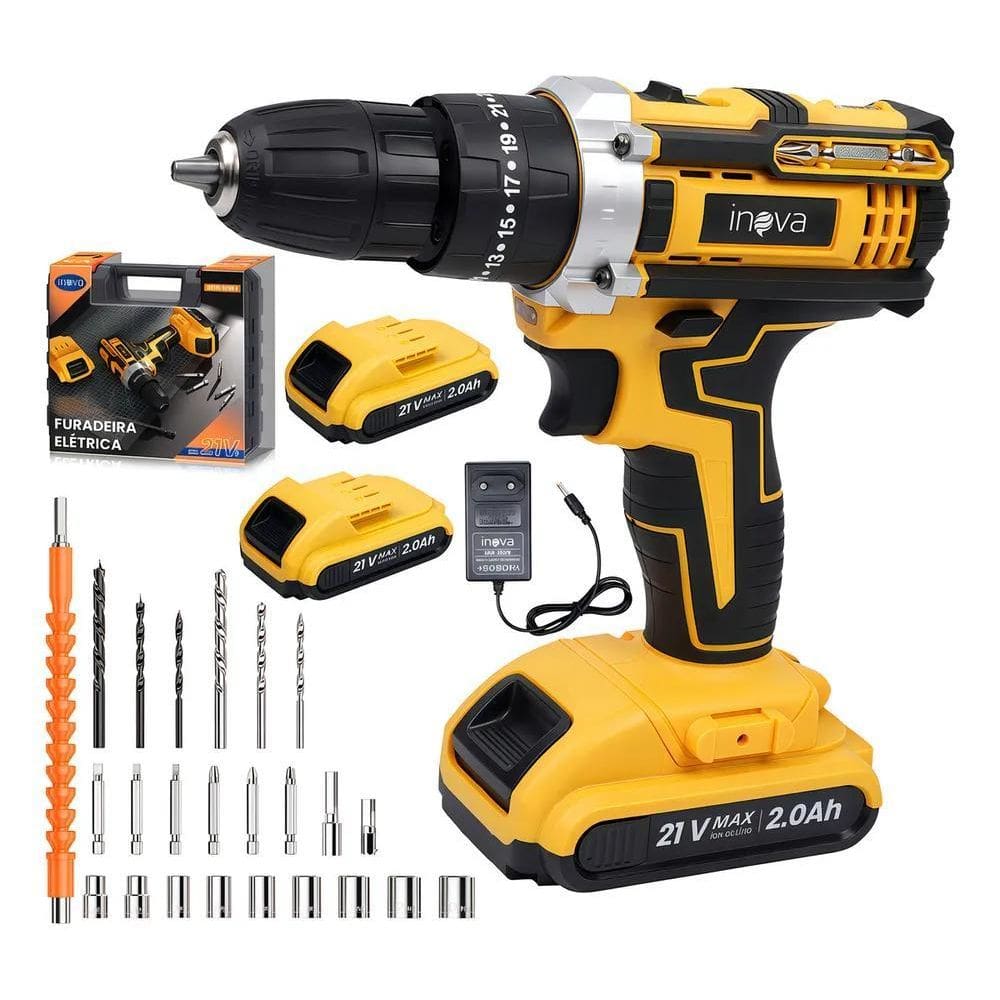 Parafusadeira Furadeira De Impacto Profissional Inova Furade