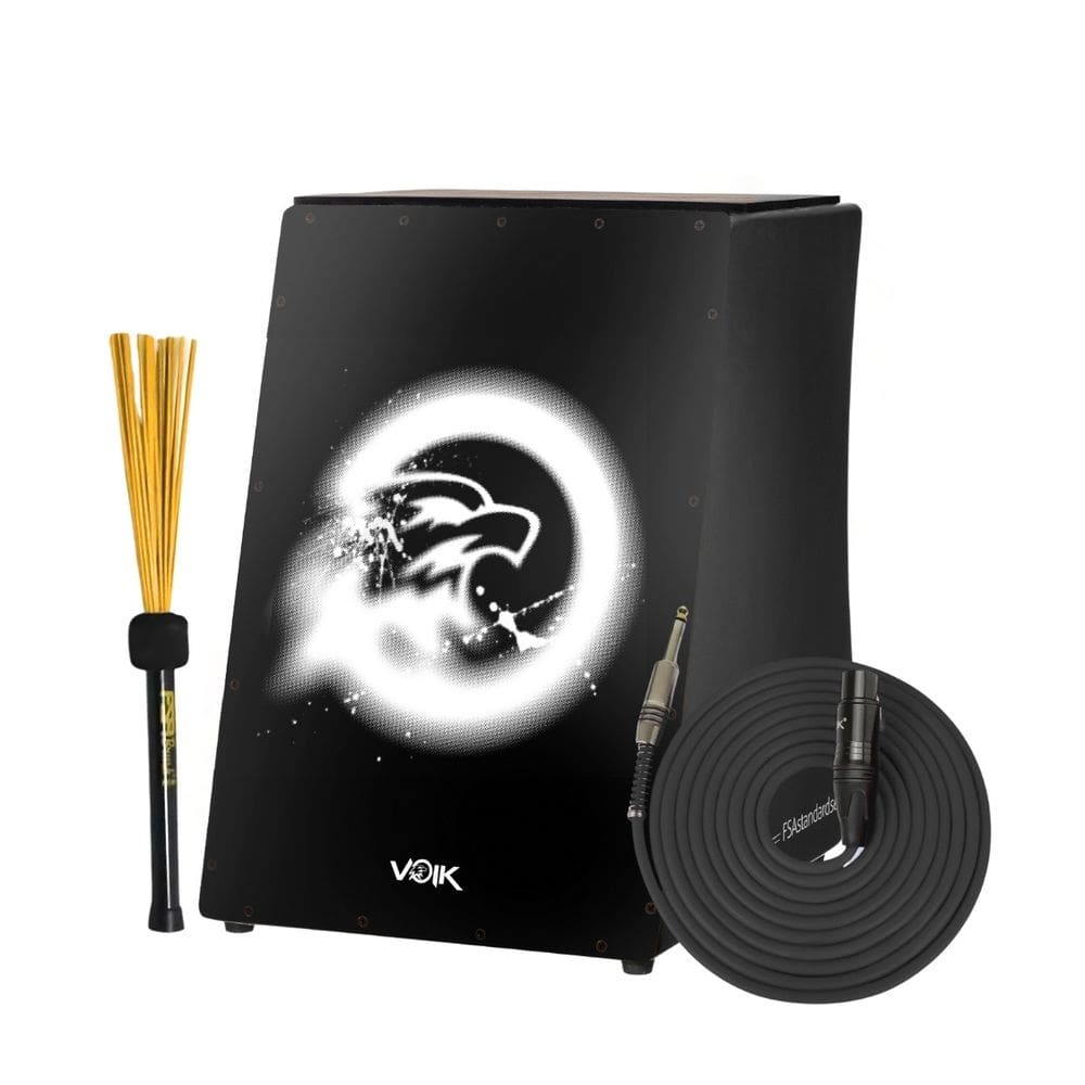 Cajon Elétrico Preto Com Vassourinha Standard C80 AG WH Voik By FSA