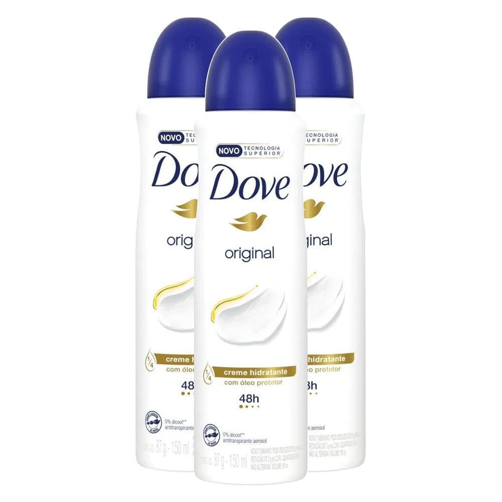 Kit 3X Desodorante Antitranspirante Aerosol Dove 150ml