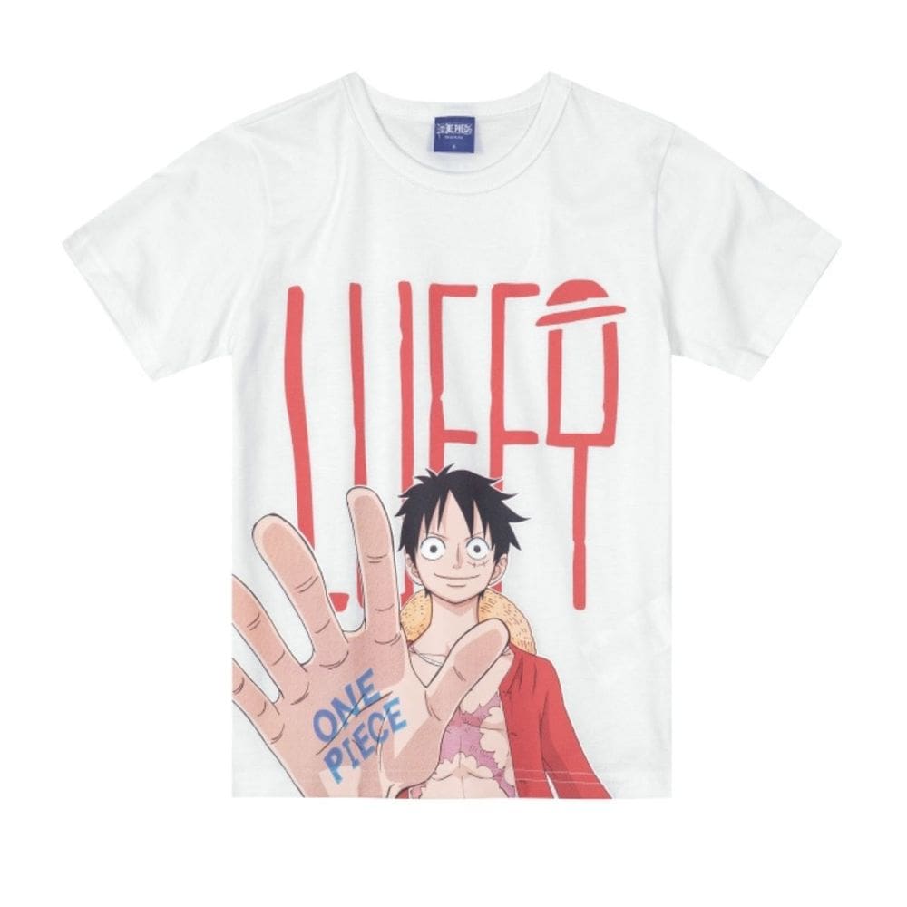 Camiseta One Piece Anime Menino Infantil Branco - Brandili