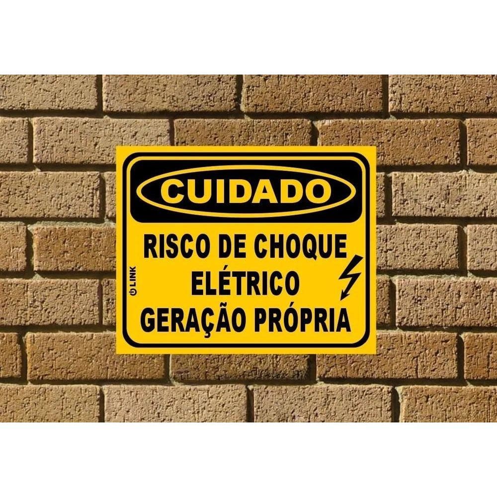 2X Placa Cuidado Geração Própria Risco De Choque Elétrico 20