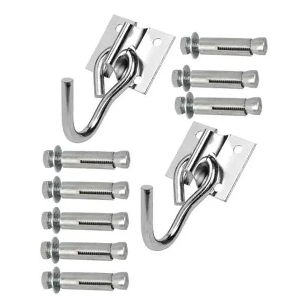 2X Kit Gancho De Rede Aço Com Chumbador Reforçado Suporta 25