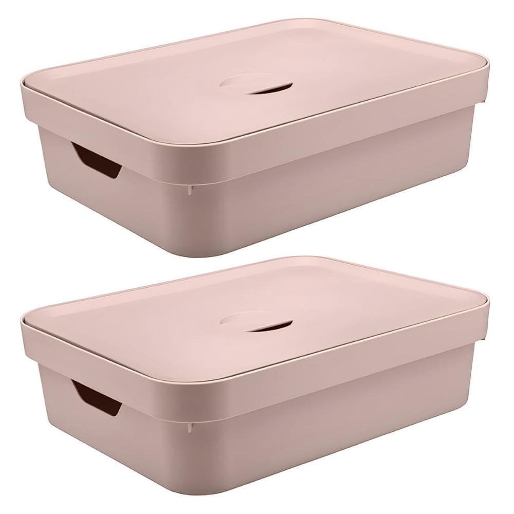 Caixa Multiuso 16L De Plastico Ou Rosa 02 Unidades