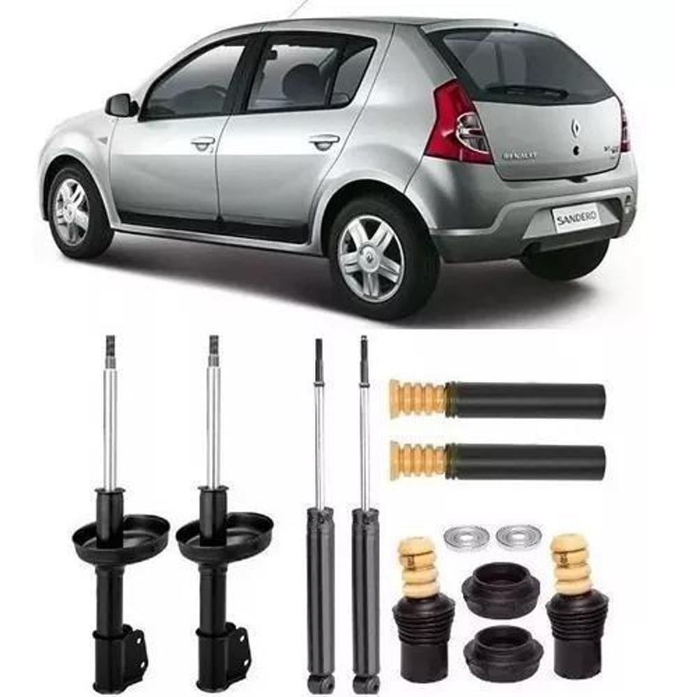 4 Amortecedor+ Kit Suspensão Renault Sandero 2007 A 2013