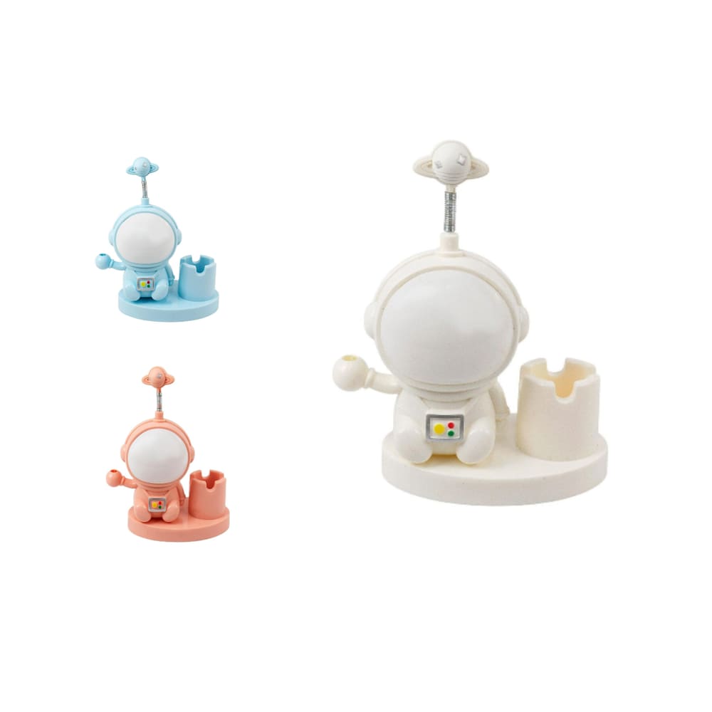 Luminária Mesa Astronauta Suporte Branca LedUSB C/ Apontador