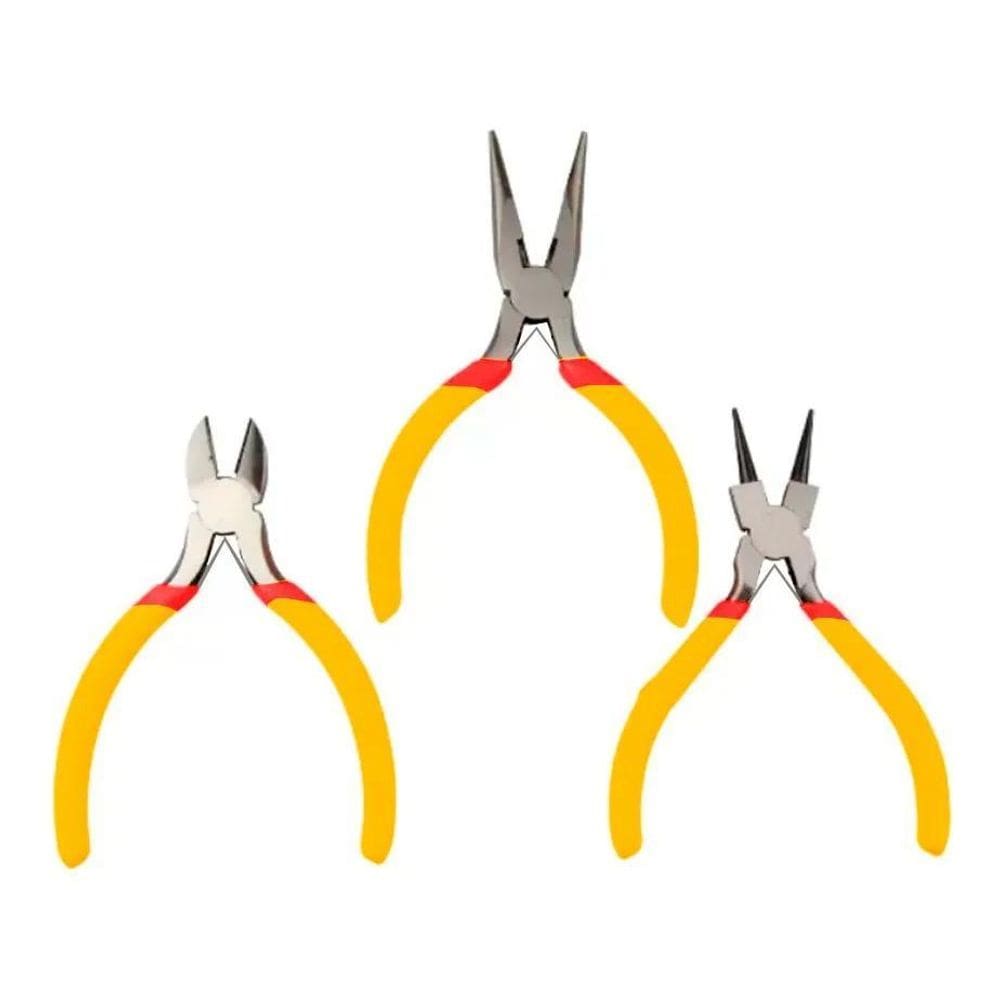 2X Kit Jogo Mini Alicates Aço Bijuterias Artesanato 3 Peças