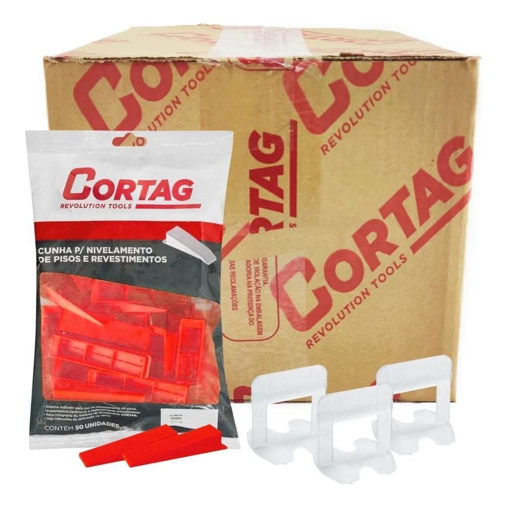 2X Kit 500 Niveladores Piso E Porcelanato + 50 Cunhas - Cort