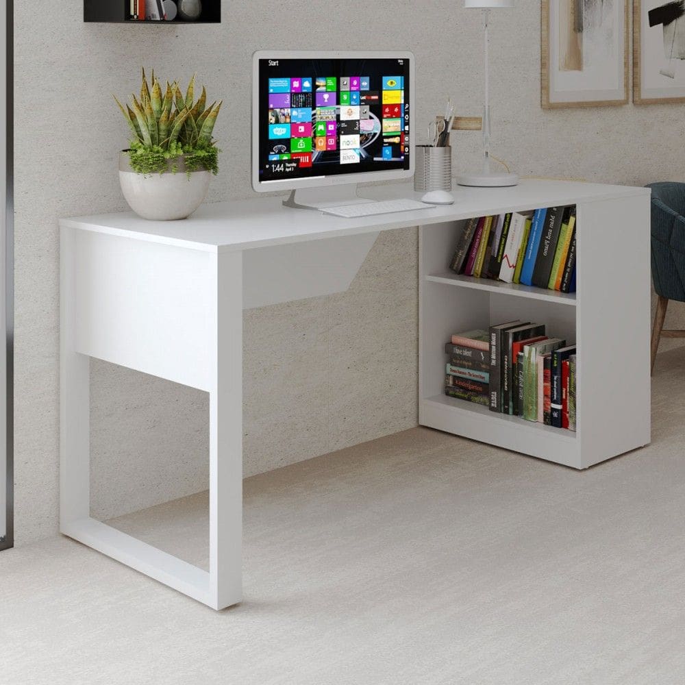 Mesa Escrivaninha 1 Prateleira Me4182 Branco - Tecno Mobili