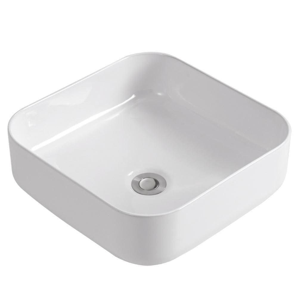 Cuba Pia De Apoio Quadrada Para Banheiro/lavabo 38x38cm Mônaco Zagonel Louças - Sem Deck - Branco