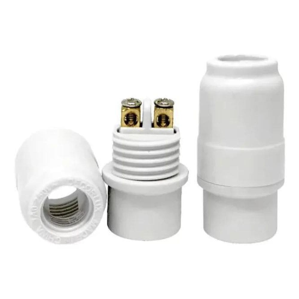 2X Kit 10 Bocal Pendente Soquete E14 Plástico Branco Decorlu