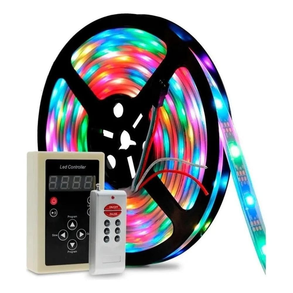 2X Fita Led Digital 6803 Rgb Com Controle 133 Efeitos Ip67