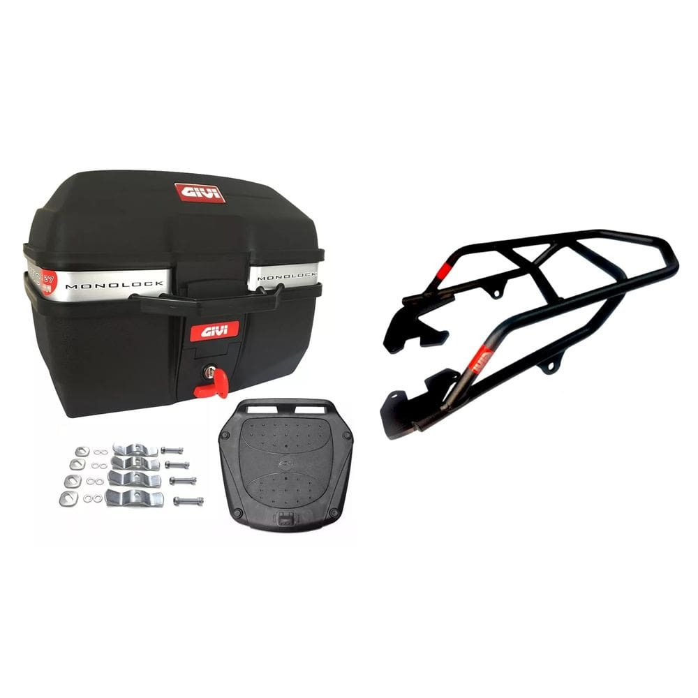 Baú 27L Moto Traseiro Traffic E27m + Bagageiro Givi Titan 160 2025 Fan Start Sr1218
