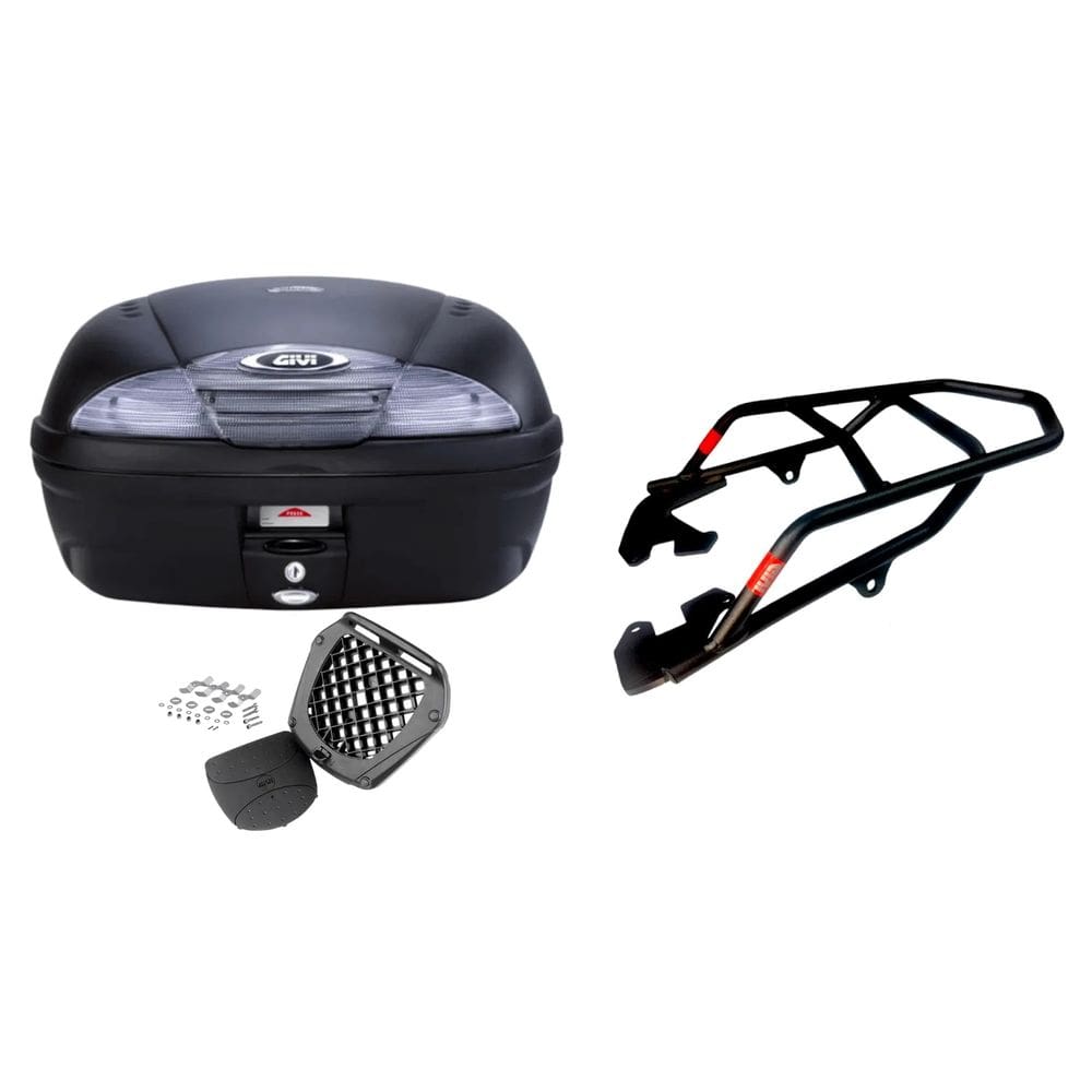 Baú Moto 45L Monolock Givi Simply Fume E450nt + Bagageiro Traseiro Titan 160 2025 Fan Start